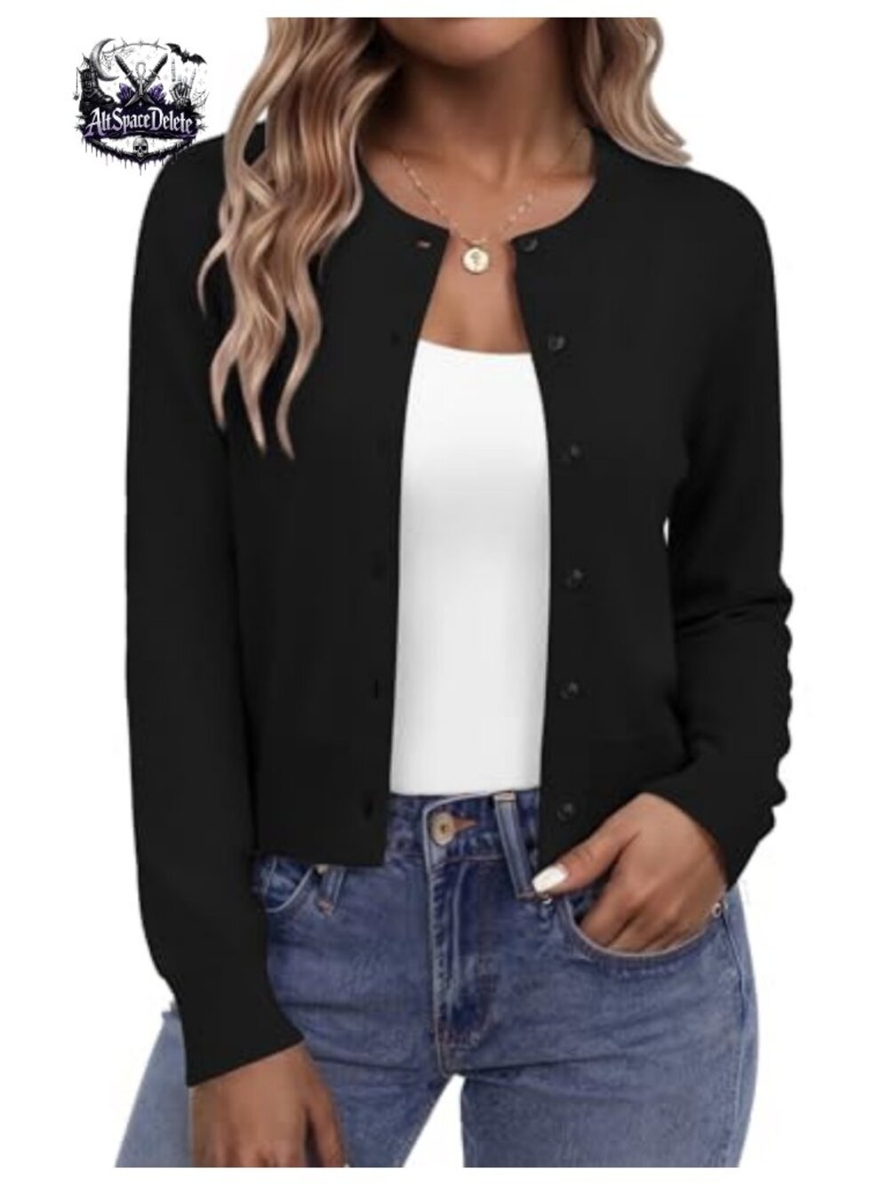 Zeagoo Cropped Cardigan Lightweight Bolero Shrug Button Front Crew Neck